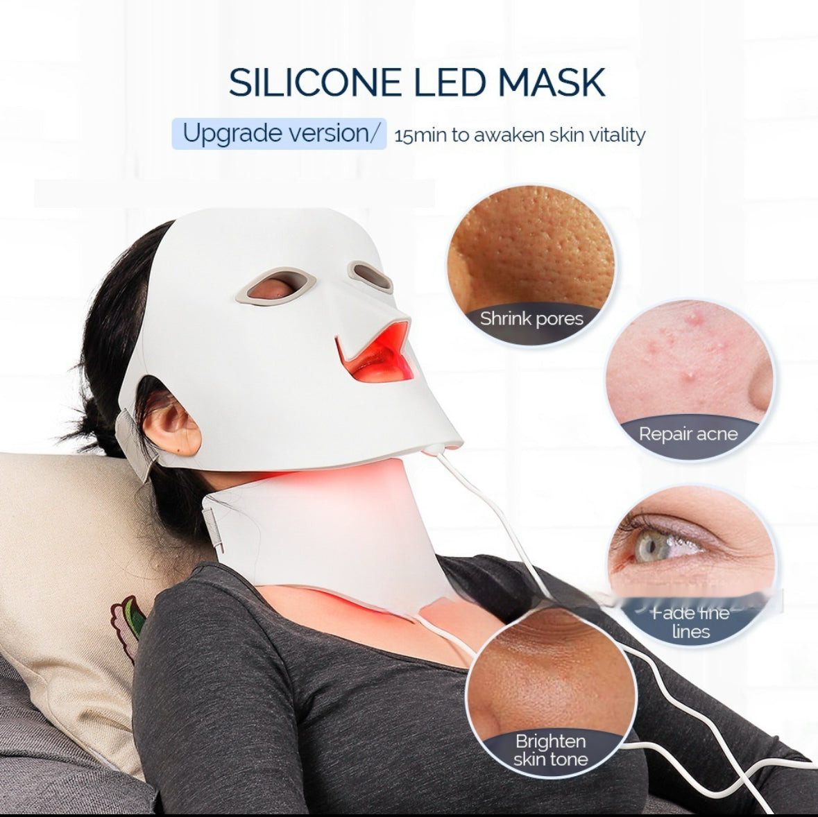 7-Color LED Light Therapy Silicone Mask – Skin Rejuvenation, Acne Treatment & Anti-Aging